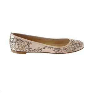 Valentino Nude Patent Floral Round Toe Ballet Flats