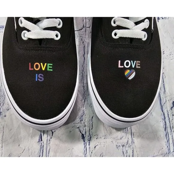 Vans MENS SZ 10.5 WOMENS 12 Pride Rainbow Love Low Top Sneakers LGBTQ Black