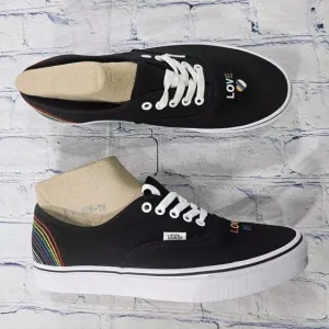 Vans MENS SZ 10.5 WOMENS 12 Pride Rainbow Love Low Top Sneakers LGBTQ Black