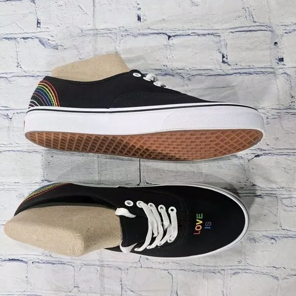 Vans MENS SZ 10.5 WOMENS 12 Pride Rainbow Love Low Top Sneakers LGBTQ Black