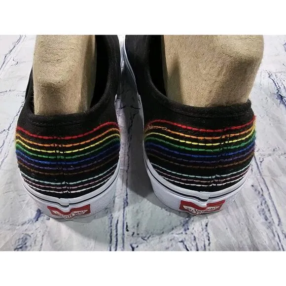 Vans MENS SZ 10.5 WOMENS 12 Pride Rainbow Love Low Top Sneakers LGBTQ Black