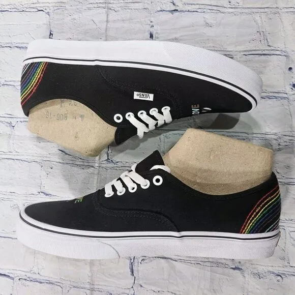Vans MENS SZ 10.5 WOMENS 12 Pride Rainbow Love Low Top Sneakers LGBTQ Black