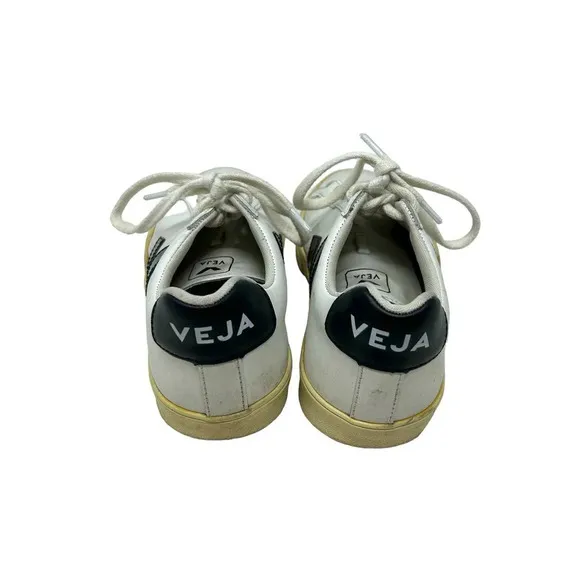 Veja Esplar Leather White Plantine Sneakers Black Logo Size US 6