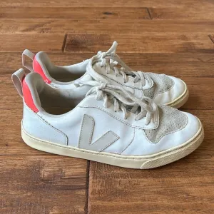 Veja Sneakers V-10 Laces CWL White Pierre Rose Fluo Womens Size 6.5