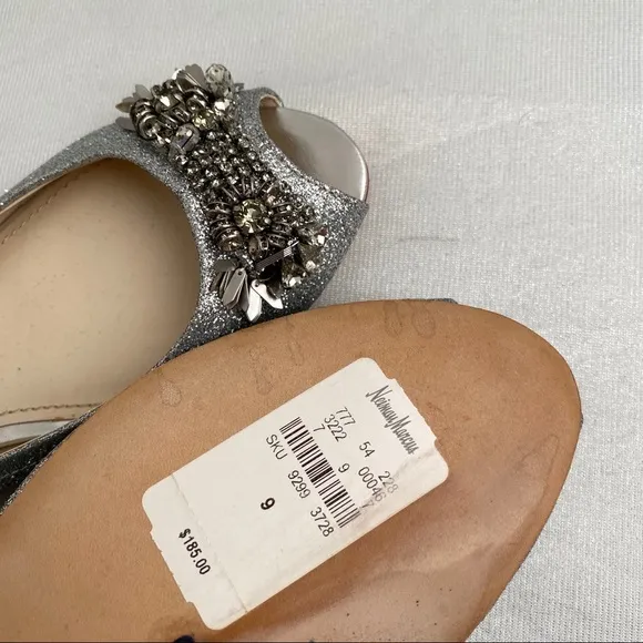 Vera Wang Lavender silver sparkle open toe flats 9