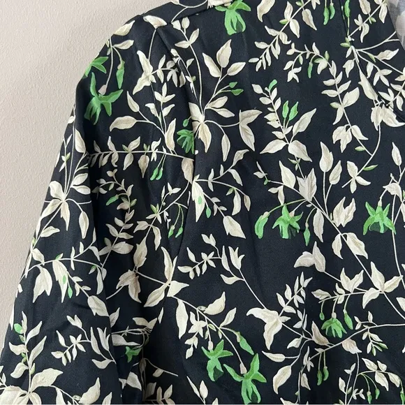 Verdant iris royal shirt mini dress Ladies size small Black green leaf print