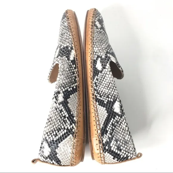 Veronica Beard Jaide Snake-Print Leather Moccasin Loafers