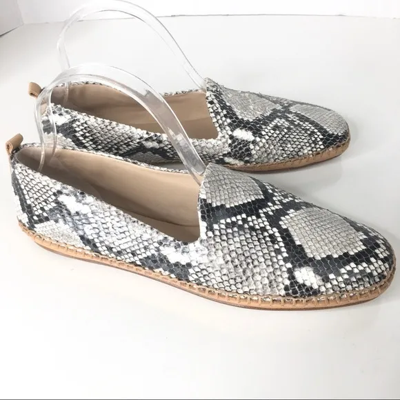 Veronica Beard Jaide Snake-Print Leather Moccasin Loafers
