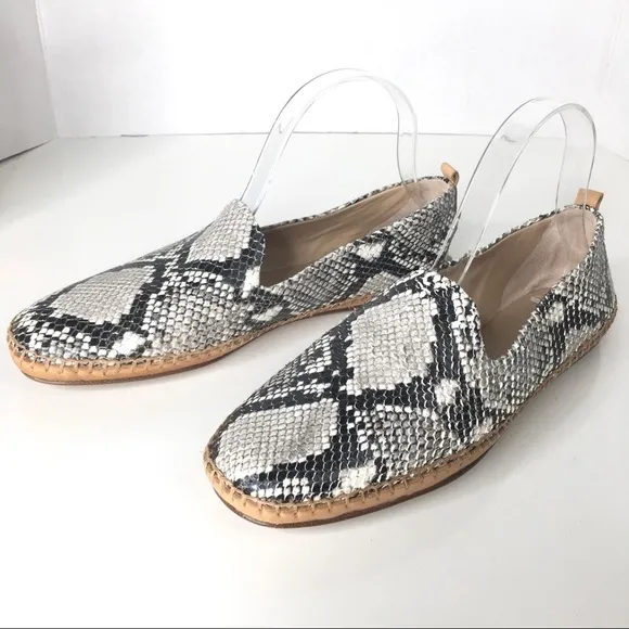 Veronica Beard Jaide Snake-Print Leather Moccasin Loafers