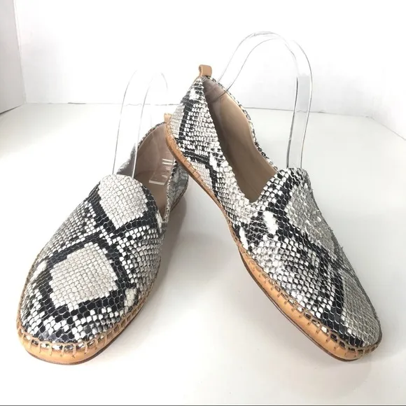 Veronica Beard Jaide Snake-Print Leather Moccasin Loafers