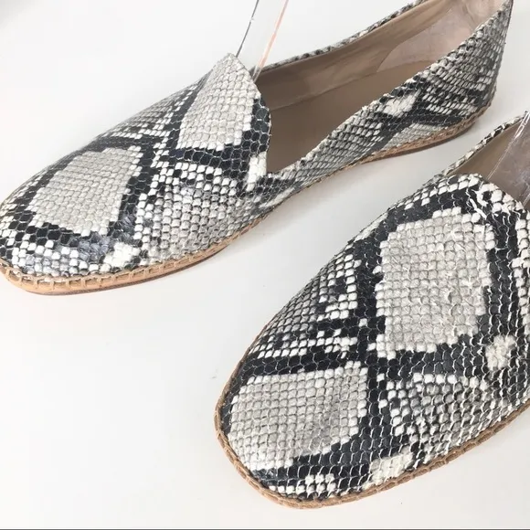 Veronica Beard Jaide Snake-Print Leather Moccasin Loafers