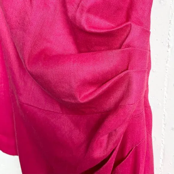Veronica Beard Womens Patsy Linen Maxi Dress One Shoulder Fuchsia Pink Size 4