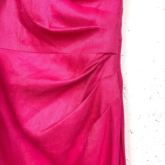 Veronica Beard Womens Patsy Linen Maxi Dress One Shoulder Fuchsia Pink Size 4