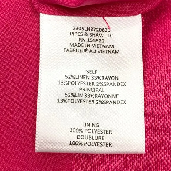 Veronica Beard Womens Patsy Linen Maxi Dress One Shoulder Fuchsia Pink Size 4
