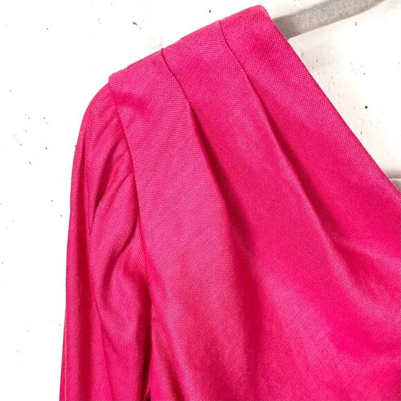 Veronica Beard Womens Patsy Linen Maxi Dress One Shoulder Fuchsia Pink Size 4