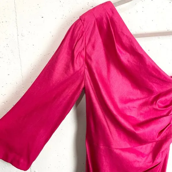 Veronica Beard Womens Patsy Linen Maxi Dress One Shoulder Fuchsia Pink Size 4