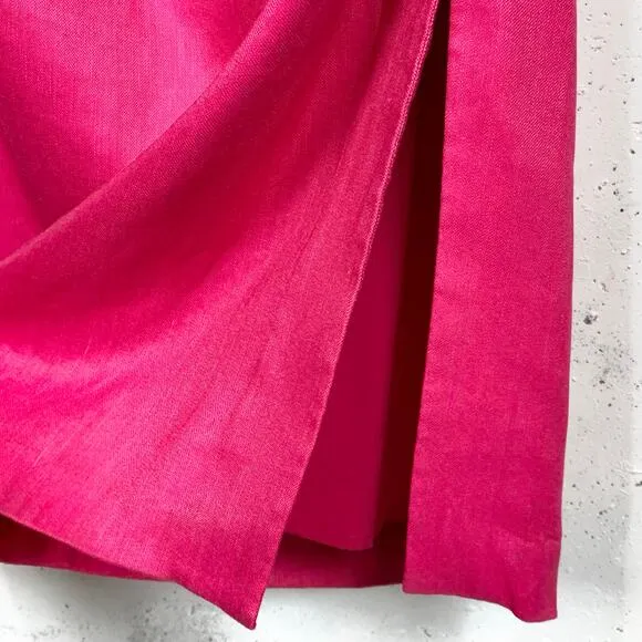Veronica Beard Womens Patsy Linen Maxi Dress One Shoulder Fuchsia Pink Size 4