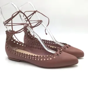 Via Spiga Sammy dusty rose leather cut out lace up flats size 10 M