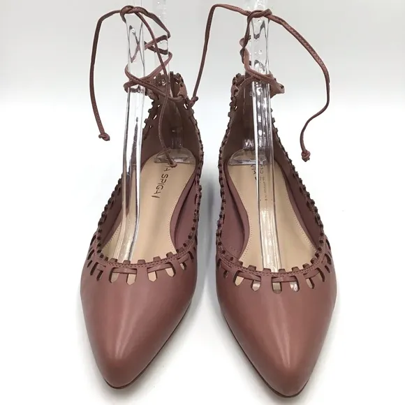 Via Spiga Sammy dusty rose leather cut out lace up flats size 10 M
