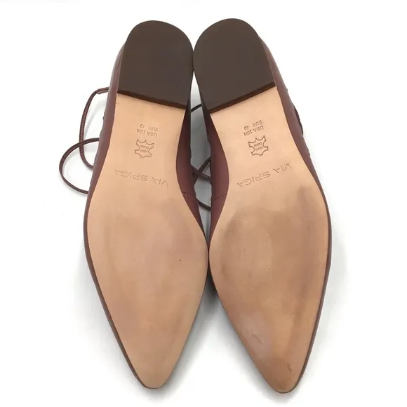 Via Spiga Sammy dusty rose leather cut out lace up flats size 10 M