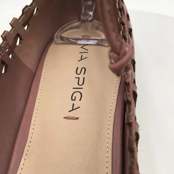 Via Spiga Sammy dusty rose leather cut out lace up flats size 10 M