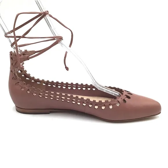 Via Spiga Sammy dusty rose leather cut out lace up flats size 10 M