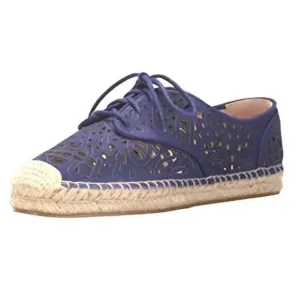 Vince Camuto Navy Blue Pierced Leather Lace Espadrilles Shoes Flats Loafers 8.5