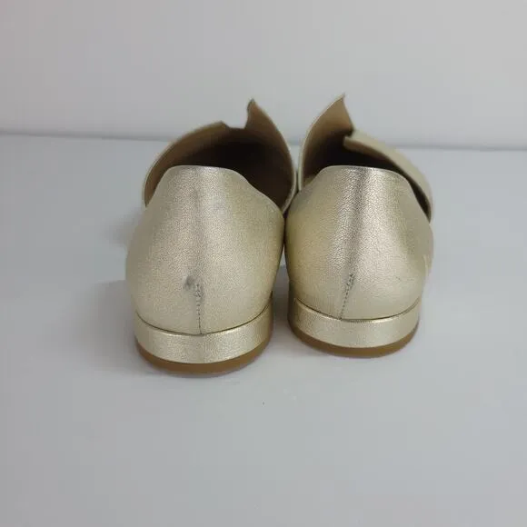 Vince Darlington Leather Gold Sparkle d'Orsay Flats Pointed Toe Italian Size 9M