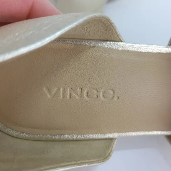 Vince Darlington Leather Gold Sparkle d'Orsay Flats Pointed Toe Italian Size 9M