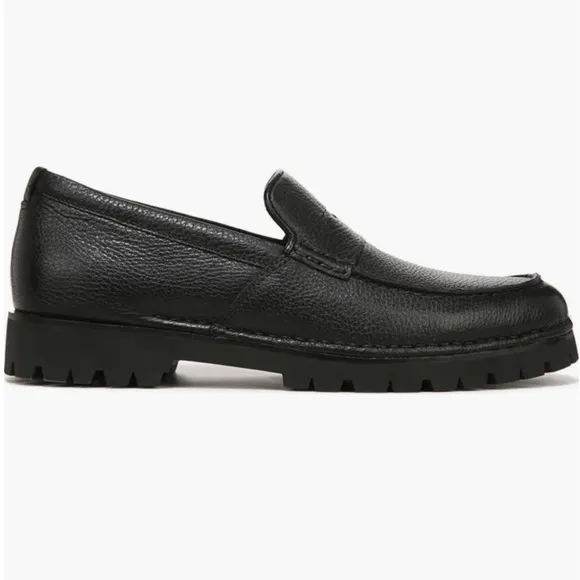 Vince Judd Men’s Black Pebbled Leather Lug Sole Penny Loafers Size 13
