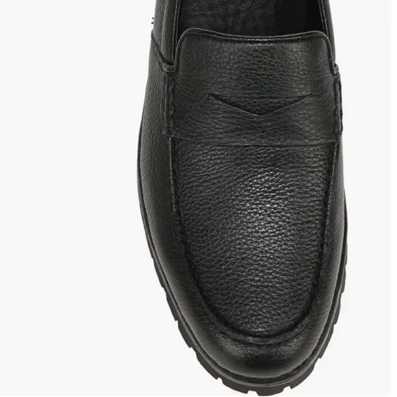 Vince Judd Men’s Black Pebbled Leather Lug Sole Penny Loafers Size 13