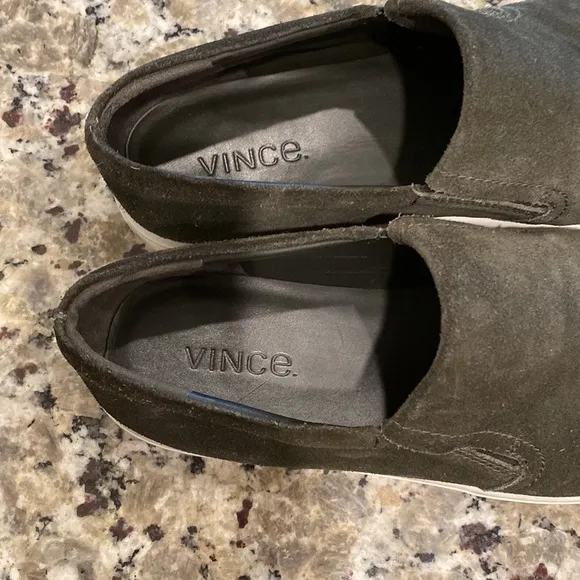 Vince leather suede green slip-on sneakers/ loafers