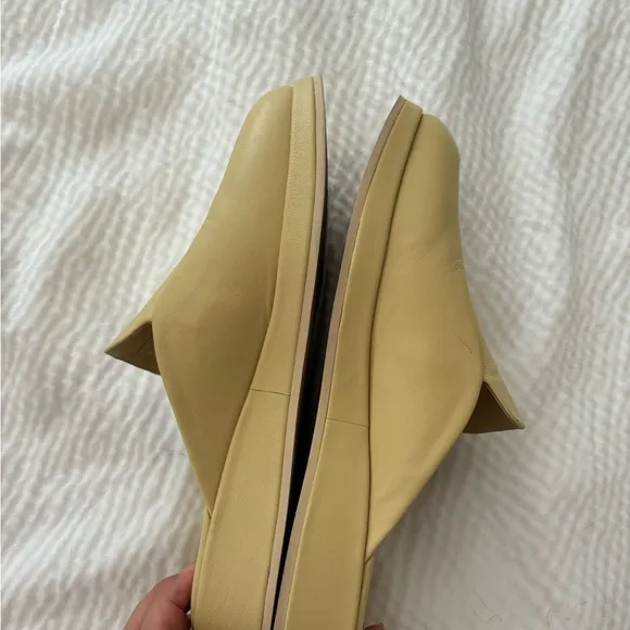 Vince Raquel Cashew Beige Leather Square Toe Minimalist Clog Mules
