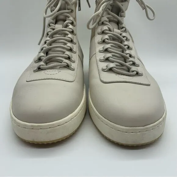 Vince Rowan Suede/Leather High-Top Minimalist Sneakers Boots Cream Khaki Sz 9.5