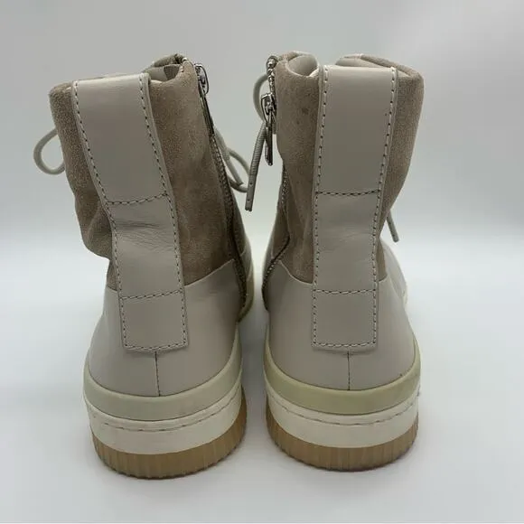 Vince Rowan Suede/Leather High-Top Minimalist Sneakers Boots Cream Khaki Sz 9.5