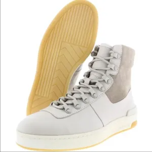 Vince Rowan Suede/Leather High-Top Minimalist Sneakers Boots Cream Khaki Sz 9.5
