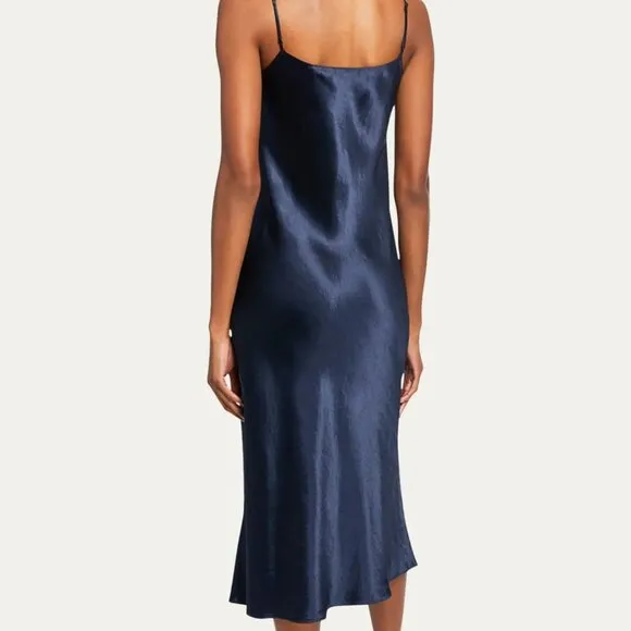 Vince Satin Slip Midi Dress - Navy Size L