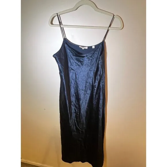 Vince Satin Slip Midi Dress - Navy Size L