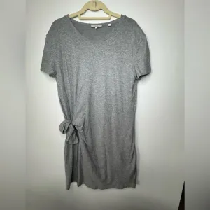 Vince Scoop Neck Grey T-Shirt Dress – Side Tie, Size Large