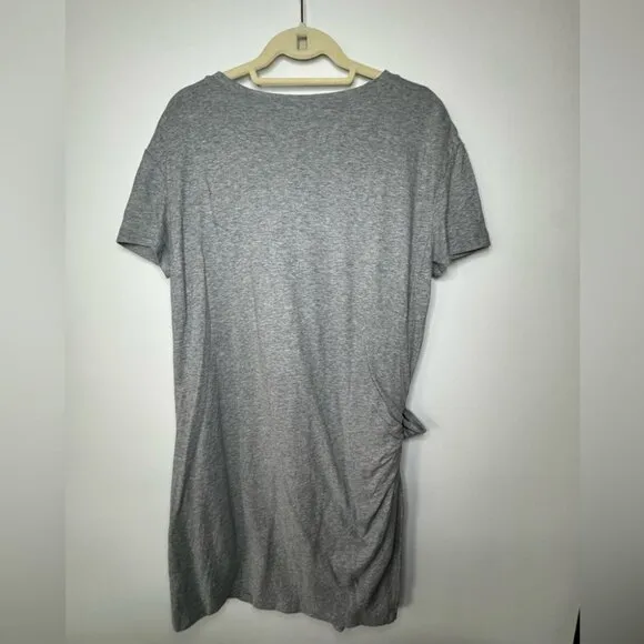 Vince Scoop Neck Grey T-Shirt Dress – Side Tie, Size Large