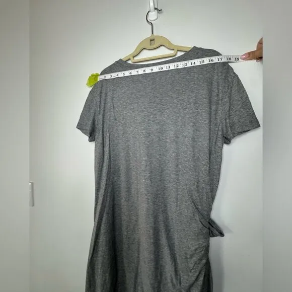 Vince Scoop Neck Grey T-Shirt Dress – Side Tie, Size Large