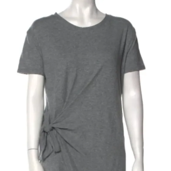 Vince Scoop Neck Grey T-Shirt Dress – Side Tie, Size Large