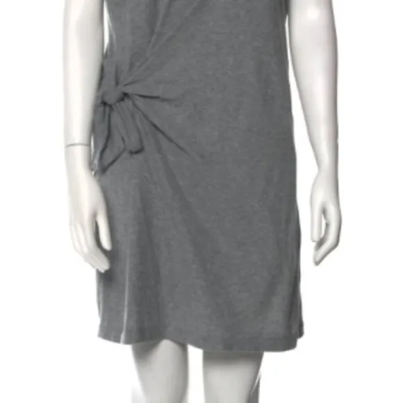 Vince Scoop Neck Grey T-Shirt Dress – Side Tie, Size Large