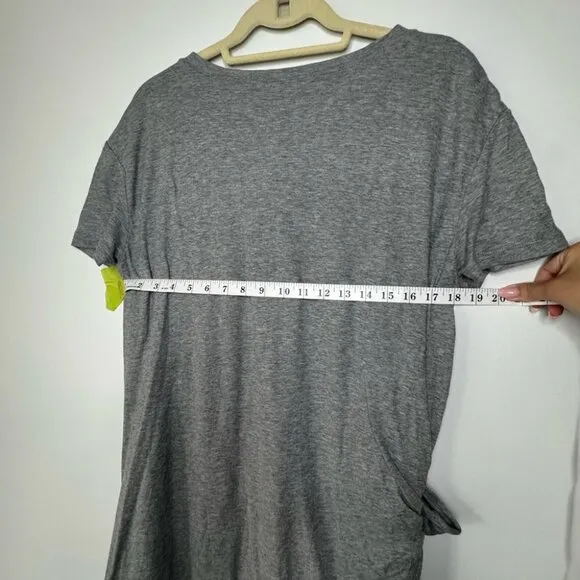 Vince Scoop Neck Grey T-Shirt Dress – Side Tie, Size Large