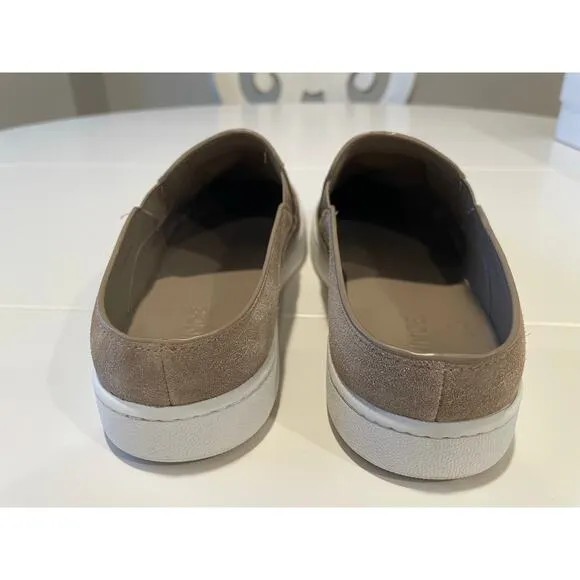 Vince Verrell Slip On Suede Mule Sneakers Low Back Tan Woodsmoke Sz 6.5 Neutral