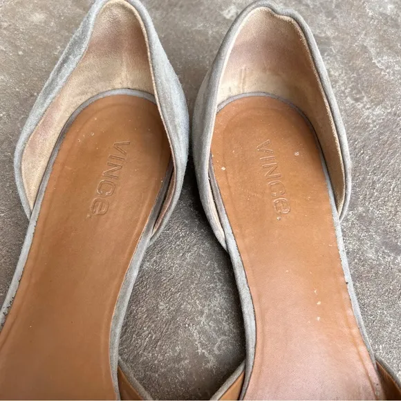 Vince Women’s Nina D’Orsay Gray Suede Flat Slip On Shoe Sz 9.5