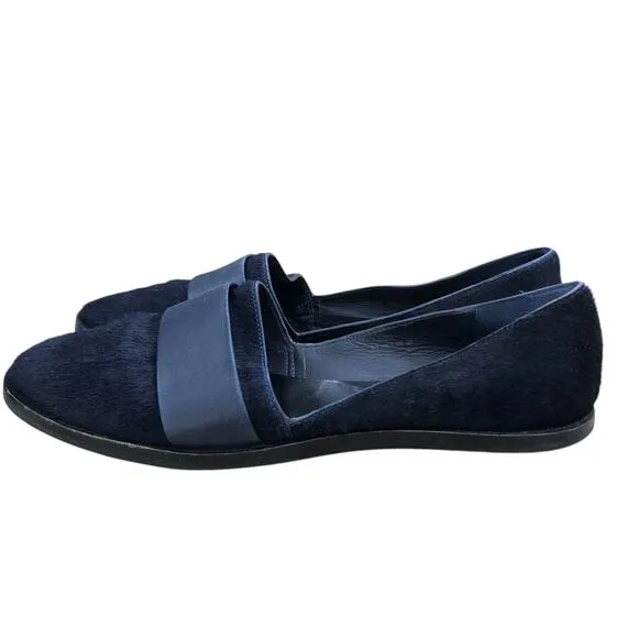 Vince Womens Size US 8M EU 38 Loafers Mason Navy Blue Calf Hair Leather Flats