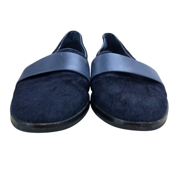 Vince Womens Size US 8M EU 38 Loafers Mason Navy Blue Calf Hair Leather Flats