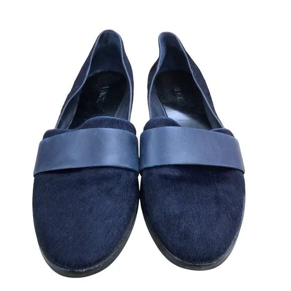 Vince Womens Size US 8M EU 38 Loafers Mason Navy Blue Calf Hair Leather Flats