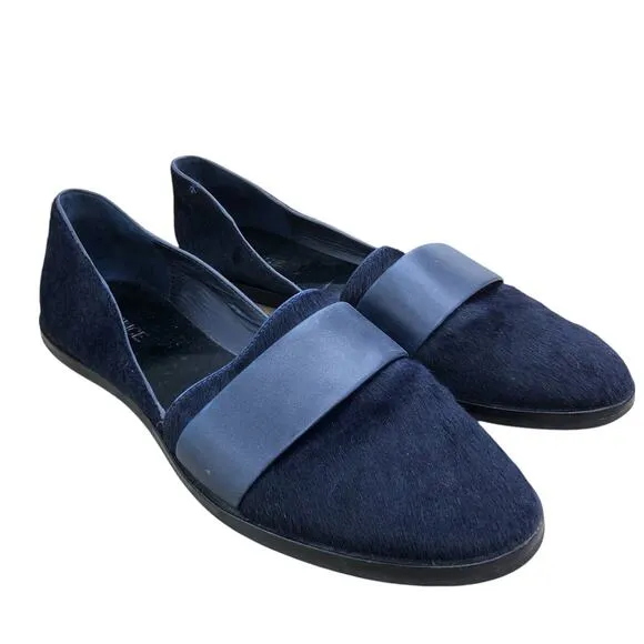 Vince Womens Size US 8M EU 38 Loafers Mason Navy Blue Calf Hair Leather Flats
